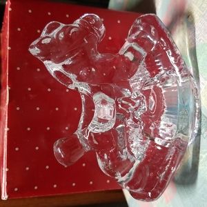 Pair Glass Rocking Horse Candlesticks